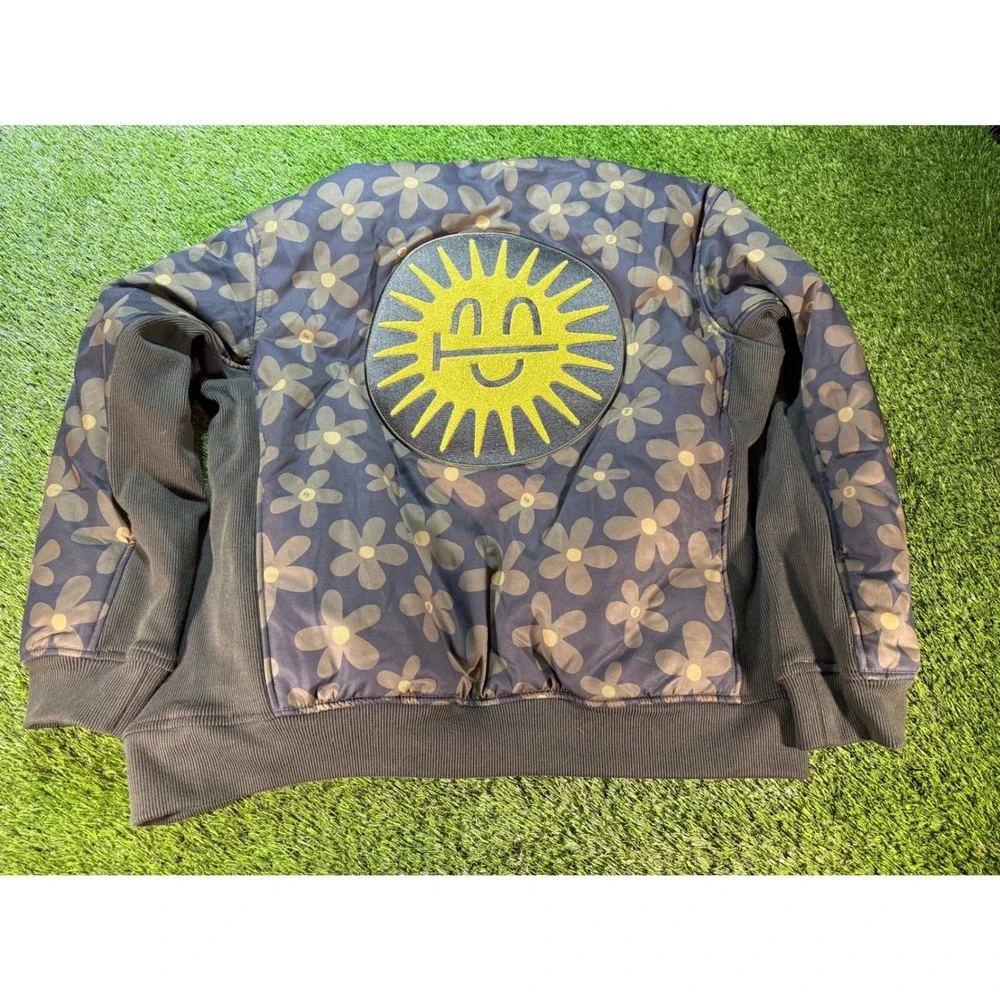 CashApp Bomber Jacket Floral‎ Print Neon Green Lining Patches Graphic xxl